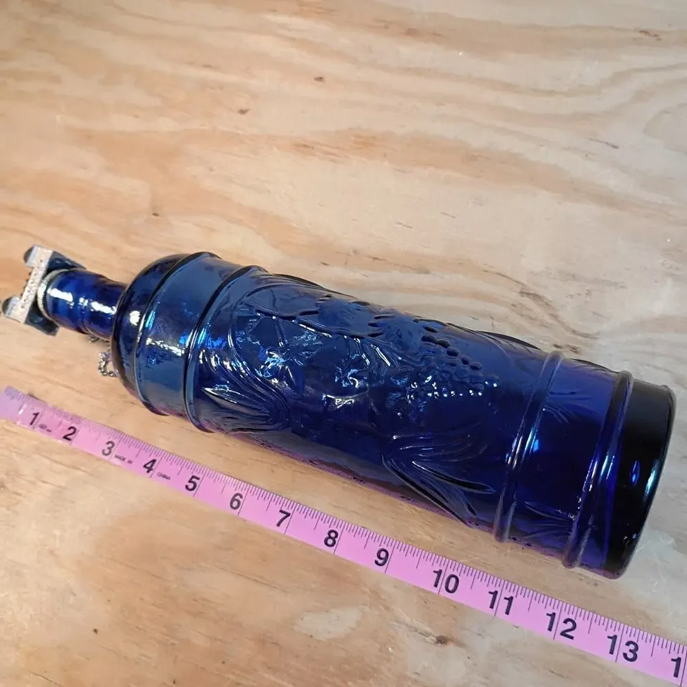 Chateau Elan Winery Cobalt Blue Glass Decanter Bottle w/ Chateau Cork Stopper